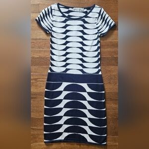 Boden Navy and White Striped Dress